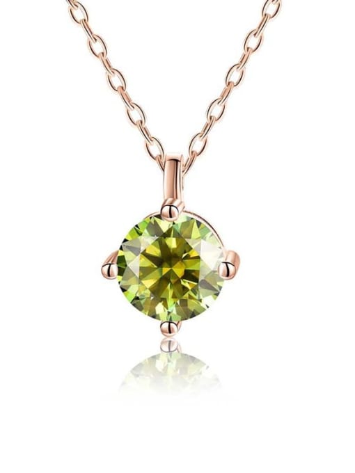 Olive green Mausang diamond [rose gold] 925 Sterling Silver Moissanite Geometric Dainty Necklace